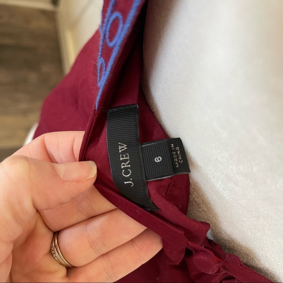 J. Crew embroidered Pom Pom boho tank top blouse wine and blue size 6 - Picture 4 of 5